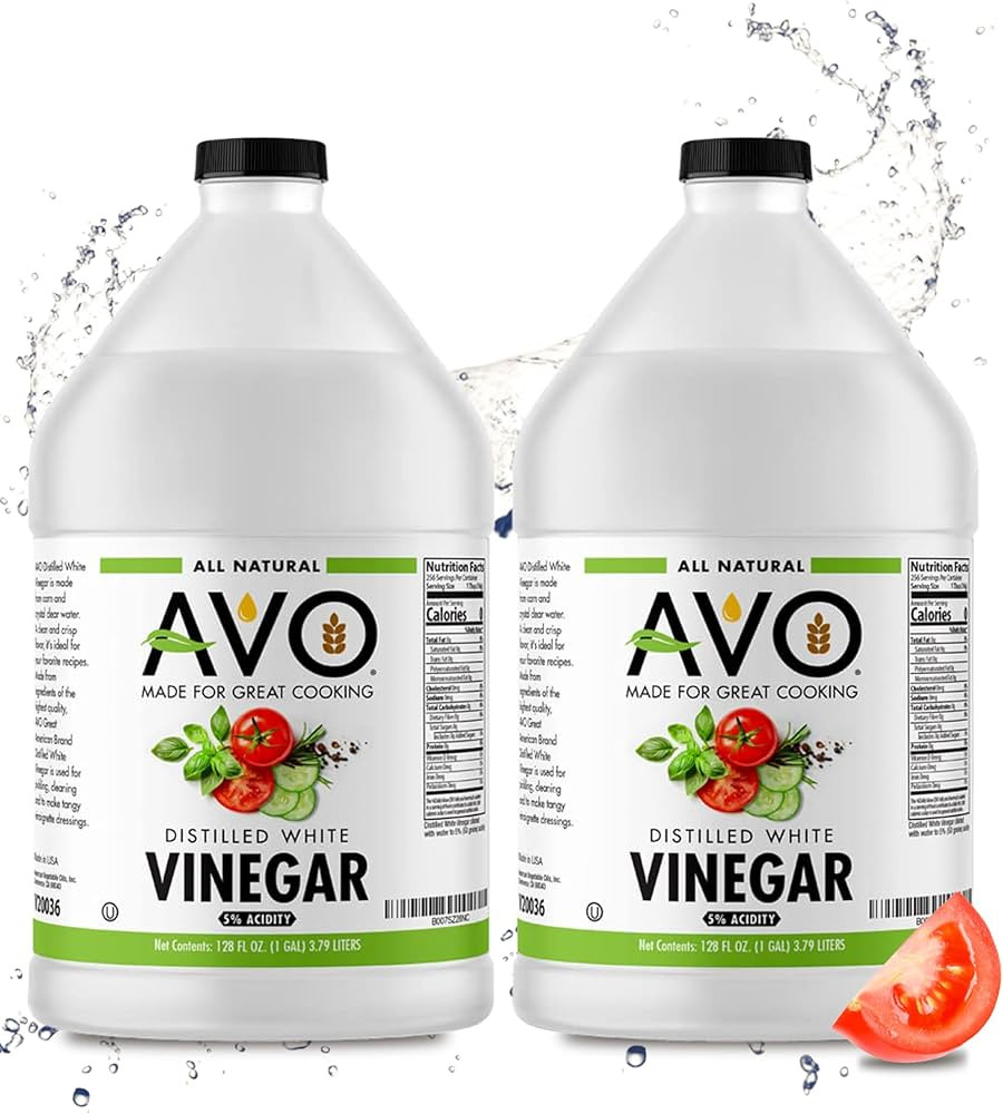 AVO 1 Gallon (128 oz) Pure Natural Distilled White Vinegar - 5% Acidity (2 pack) | Amazon (US)