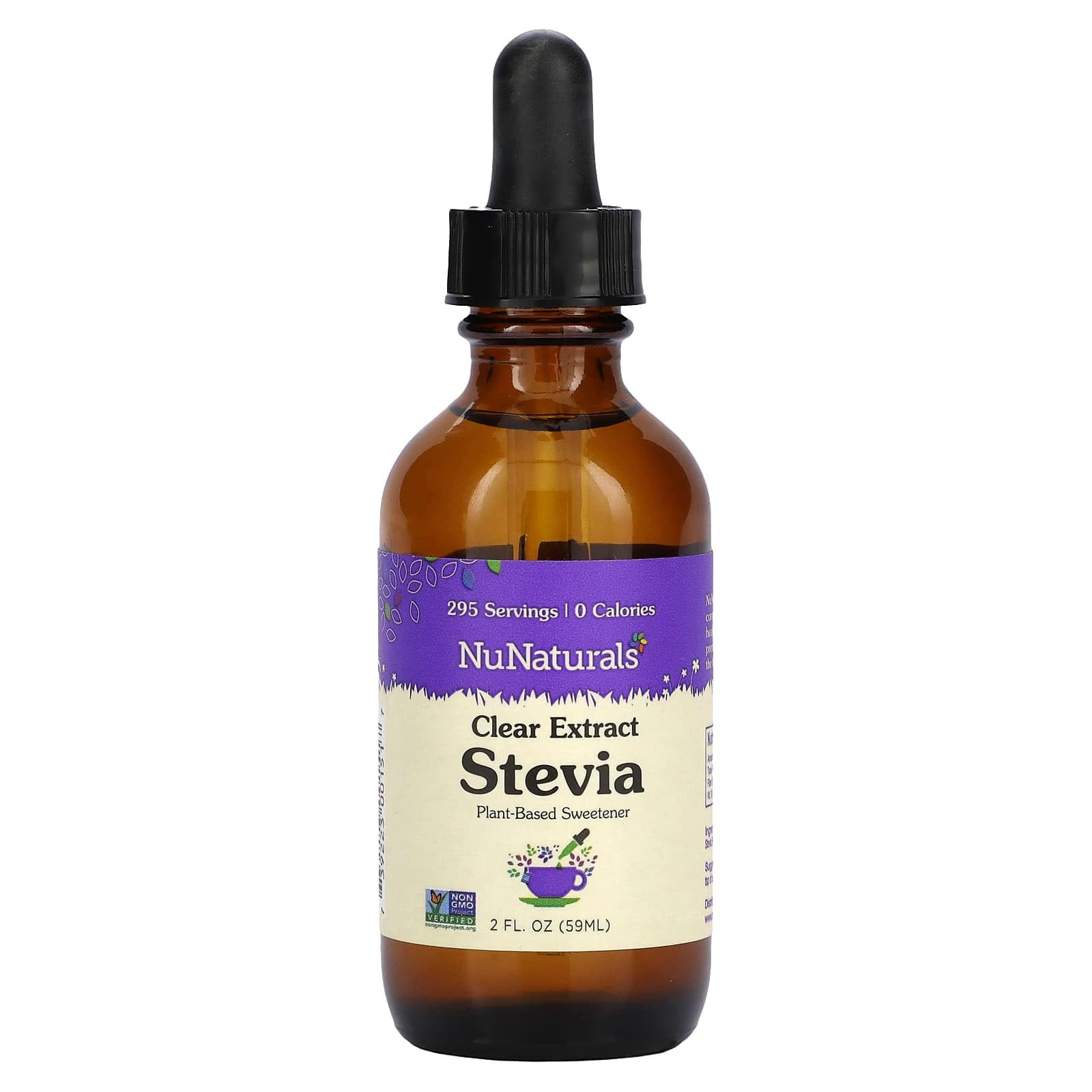 NuNaturals Clear Extract Stevia, Plant-Based Sweetener, Unflavored, Glass Bottle, 2oz | Amazon (US)