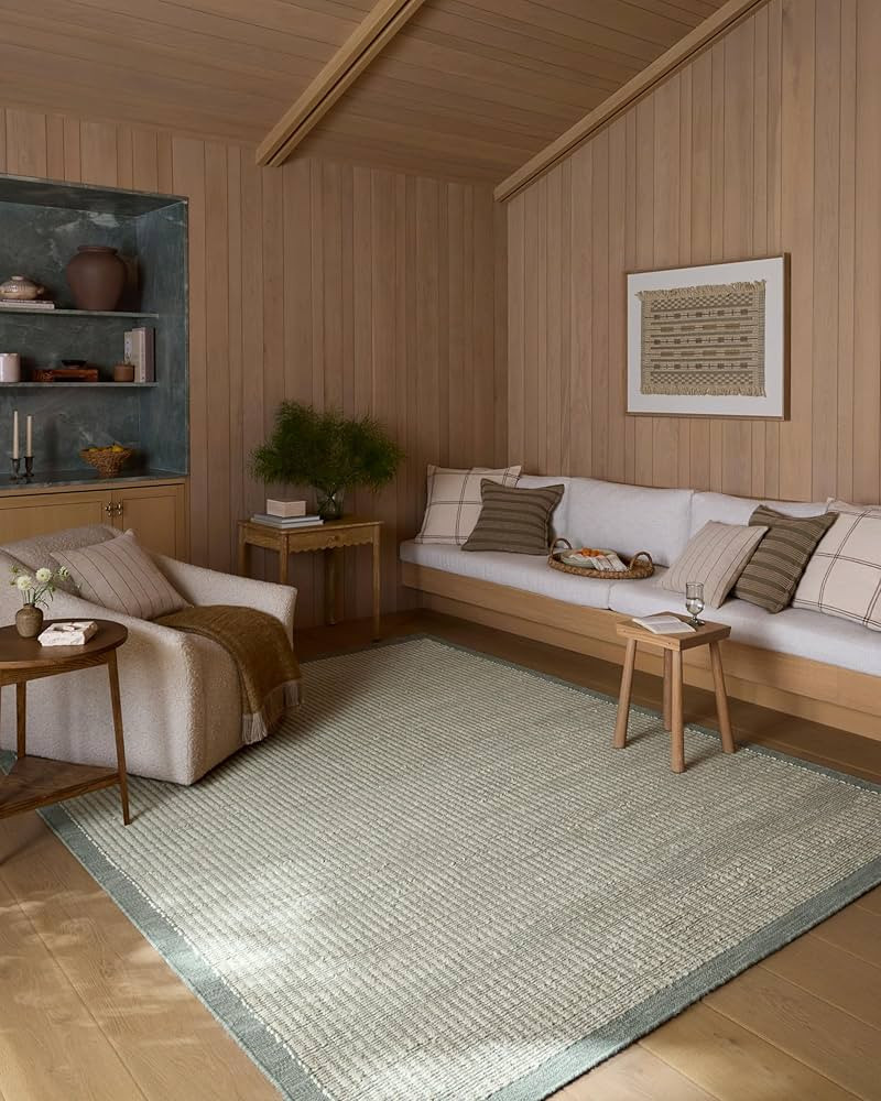 Loloi Amber Lewis Lilah Collection LIH-01 Ivory/Sky 3'-6" x 5'-6" Accent Rug Jute, Wool, Cotton, ... | Amazon (US)