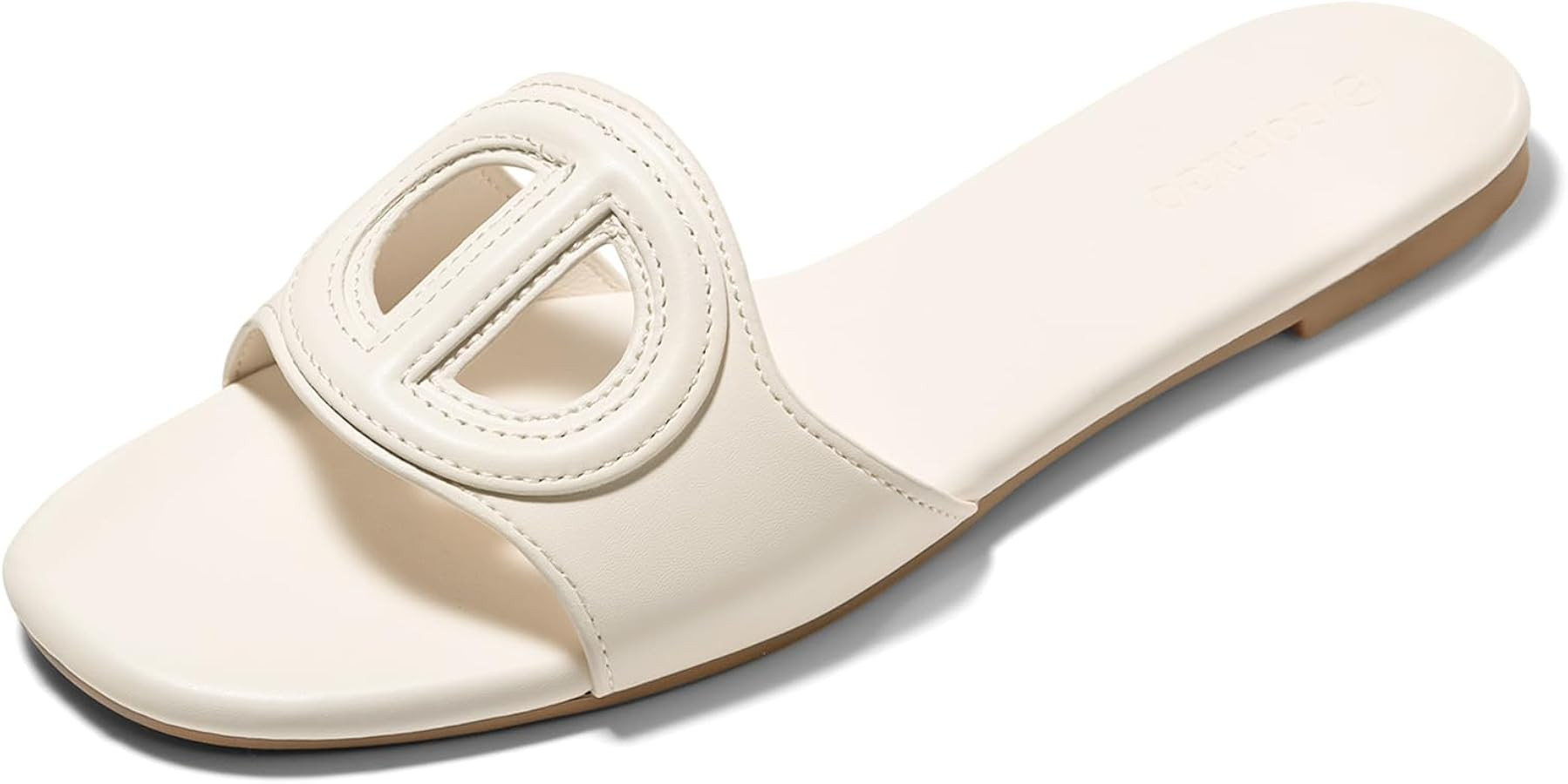 Coutgo Womens Dressy Flat Sandals Open Toe Slip on Leather Summer Beach Slide Sandals | Amazon (US)