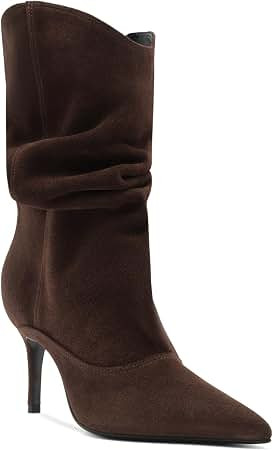 Coutgo Womens Slouch Mid Calf Boots High Heel Pointed Toe Dressy Booties | 2.9-In Stiletto Heeled... | Amazon (US)