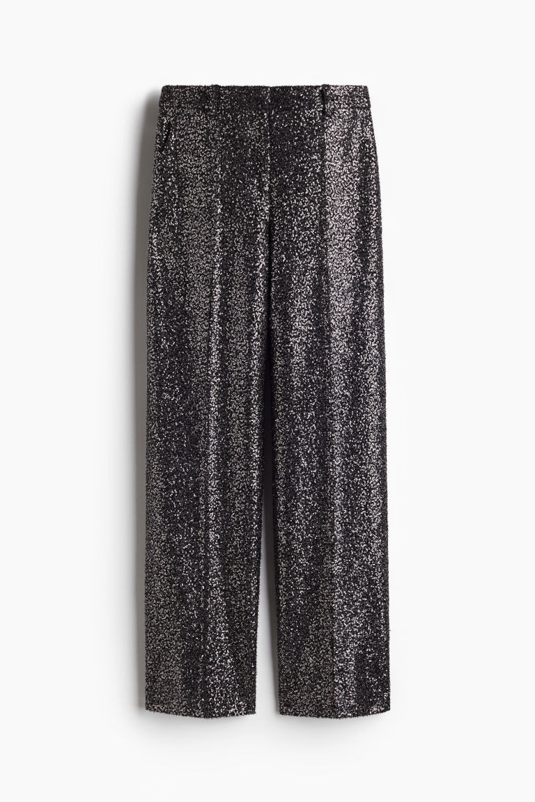 H & M - Straight-Leg Embellished Pants - Black | H&M (US + CA)