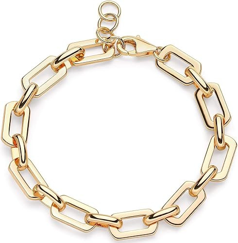 BENEIGE Women Bracelet 14K Gold Plated Paperclip Satellite Bead Ball Oval Cuba Cable Box Chain Da... | Amazon (US)