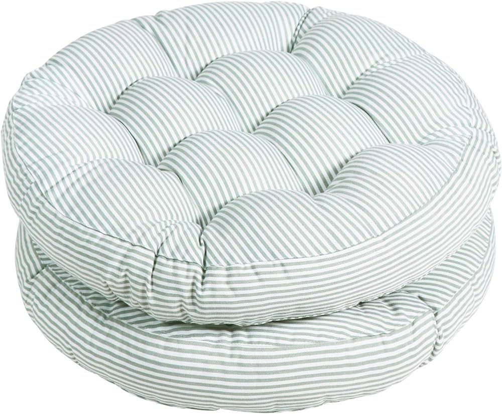 Tiita Stripe Patio Seat Cushions 22"x22" Round Chair Pads Home Floor Cushion Window Pad Set of 2 ... | Amazon (US)