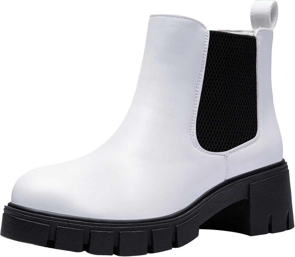 Vepose Women's 936 Chelsea Ankle Boots Platform Lug Sole Elastic Slip on Booties | Amazon (US)