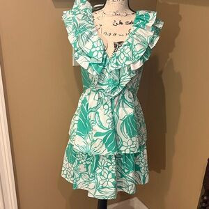 Lilly Pulitzer Rita Marie‎ V-neck Ruffle Spearmint Floral Dress | Poshmark
