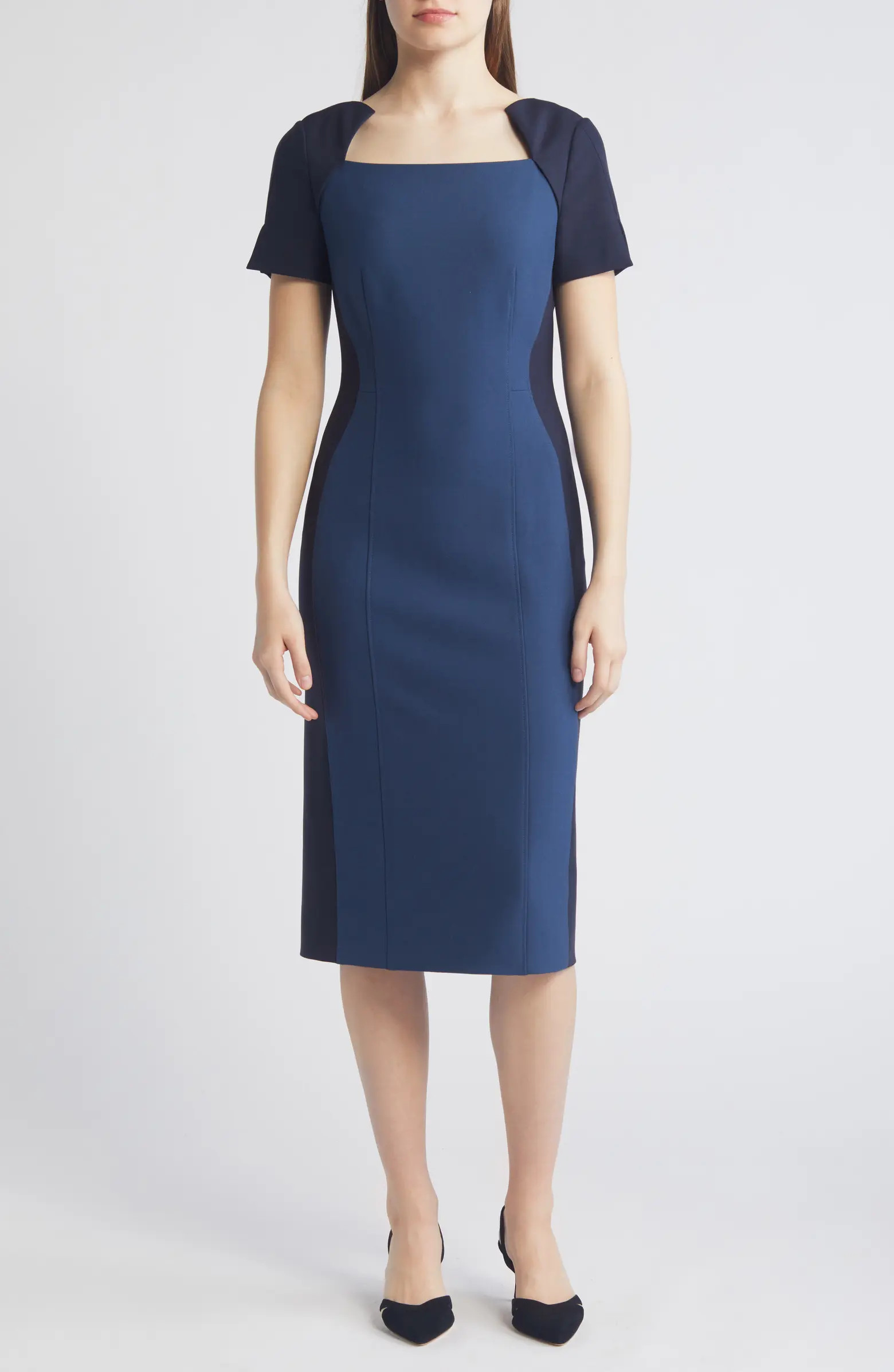 Daneria Colorblock Square Neck Sheath Dress | Nordstrom
