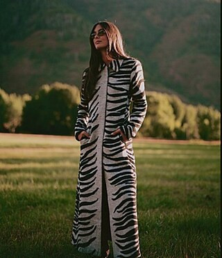 Gianni Bini x Sydney Silverman Marlee Wool Blend Zebra Jacquard Longline Long Sleeve Coat - 4 | Dillard's