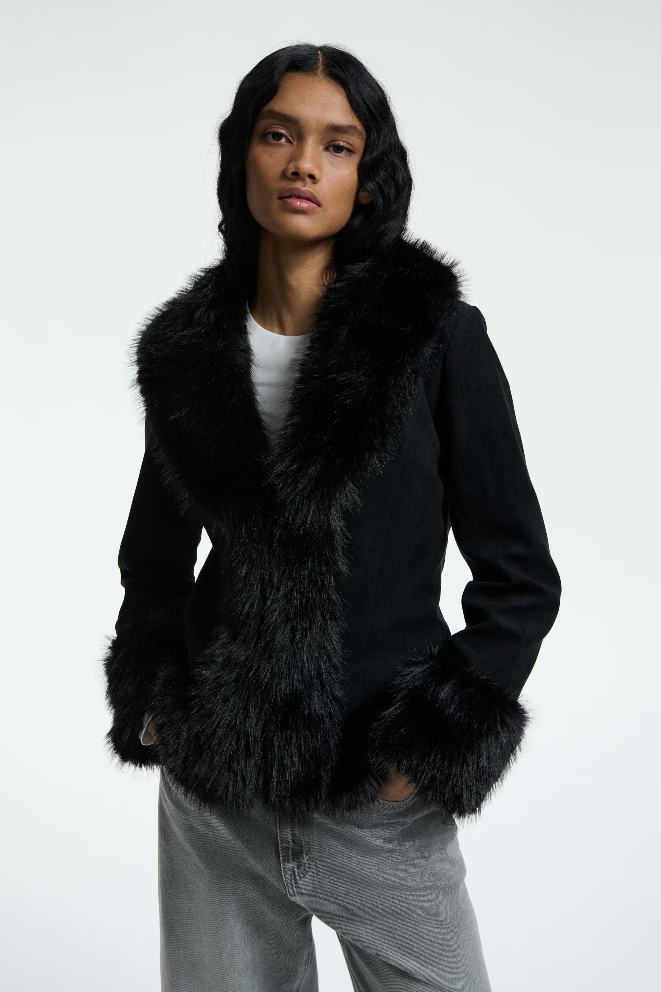 Fluffy-trimmed jacket | H&M (US + CA)