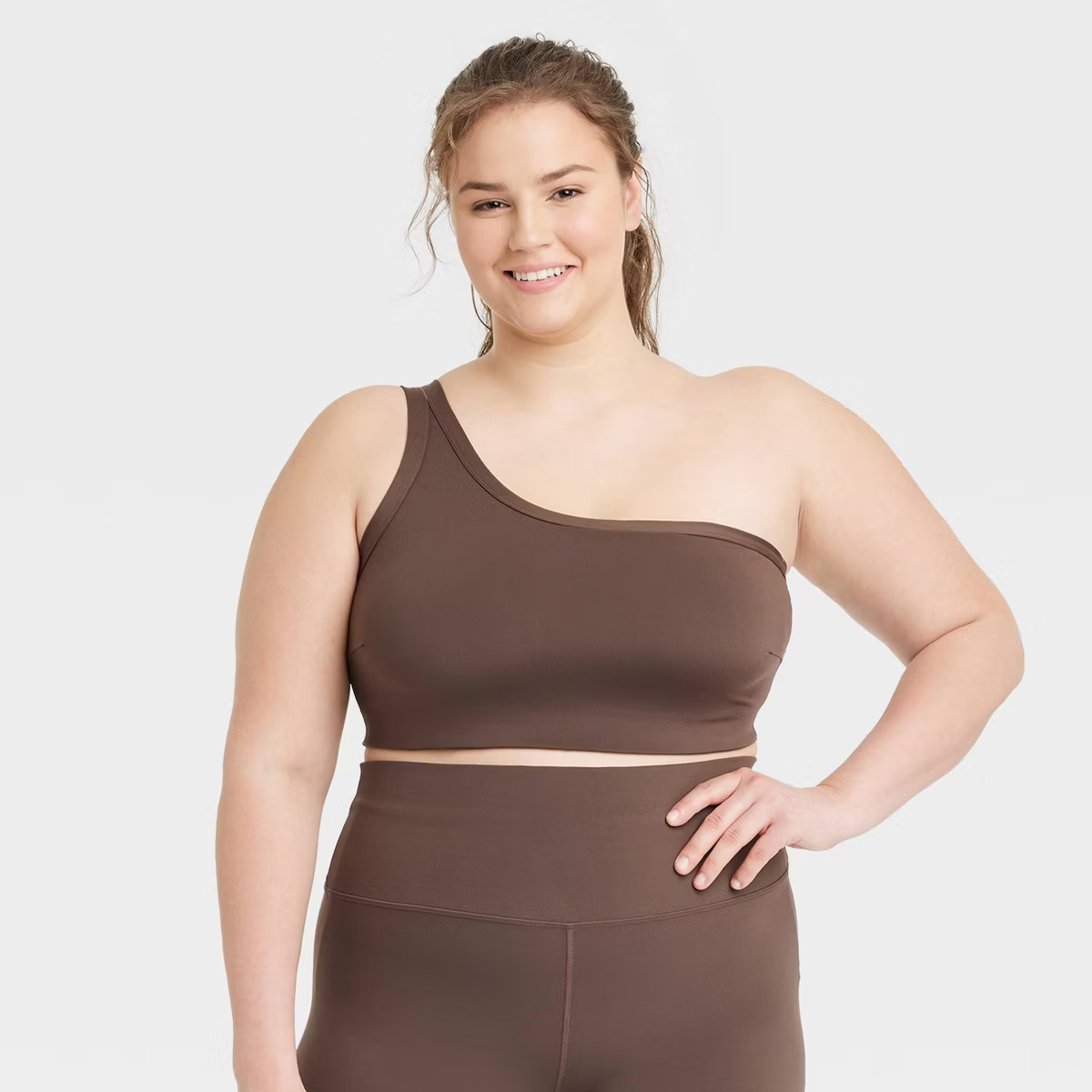 Women's Light Support Brushed Sculpt Asymmetrical Sports Bra - All in Motion™ | Target