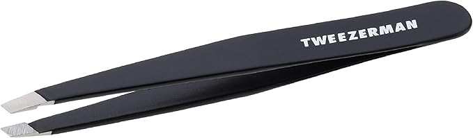 Tweezerman Stainless Steel Slant Tweezer - Eyebrow Tweezers for Women and Men (Black) | Amazon (US)