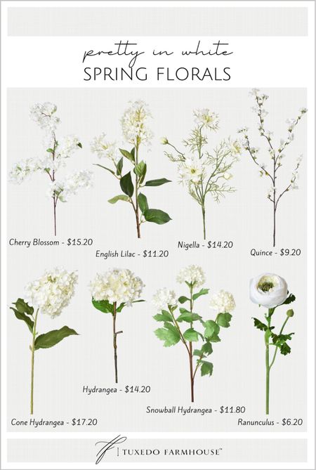 Affordable White spring floral stems. 

Faux stems, faux florals, spring decor, home decor  

#LTKSeasonal #LTKFind #LTKhome