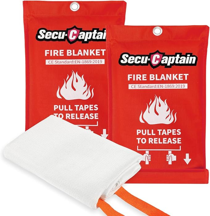 Emergency Fire Blanket for Home and Kitchen - 2 Pack 40"x40" Flame Suppression Fiberglass Fire Bl... | Amazon (US)