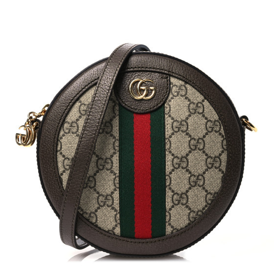 GG Supreme Monogram Web Mini Ophidia Round Shoulder Bag Brown | FASHIONPHILE (US)