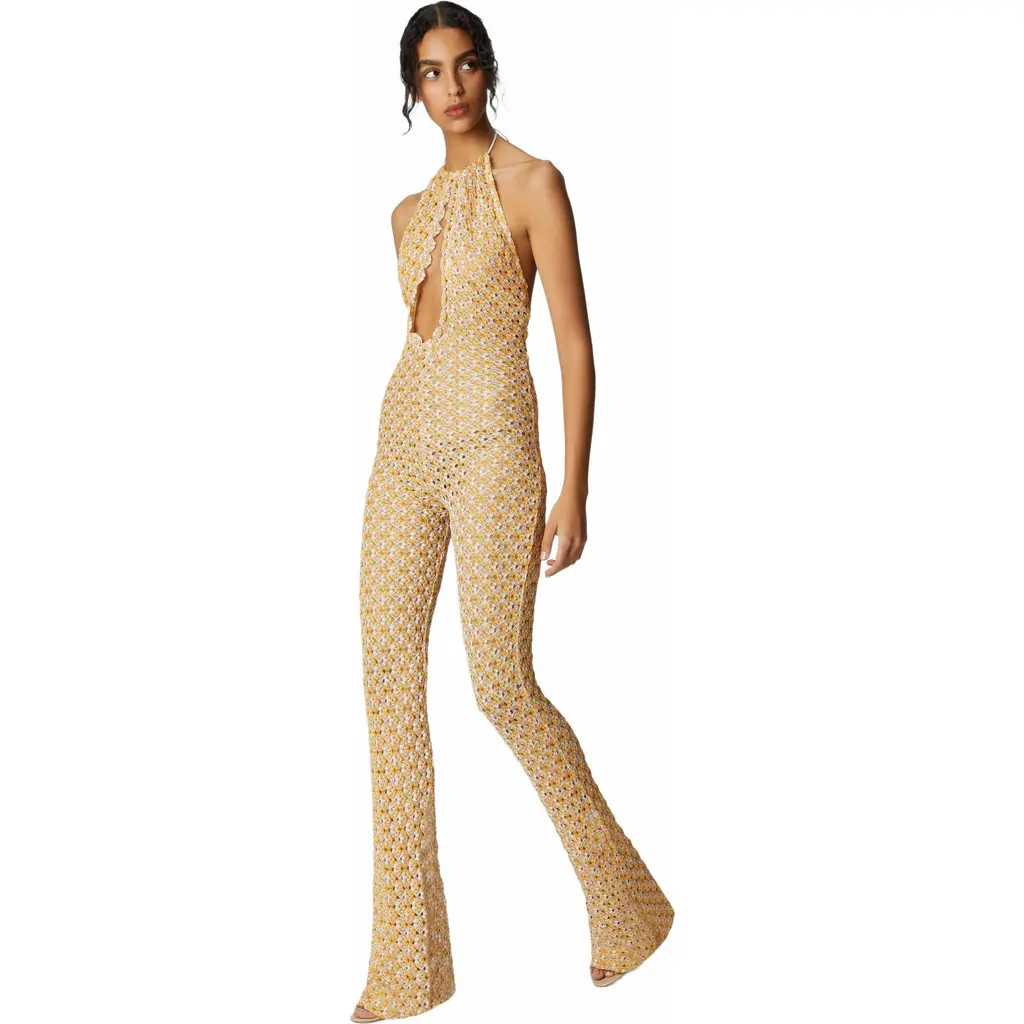 Missoni Long Jumpsuit With Drop Neckline And Cut-out Detail in Beige at Nordstrom, Size 40 It | Nordstrom