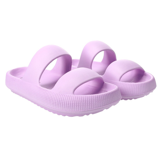 ladies purple double band puff sole sandals | Five Below