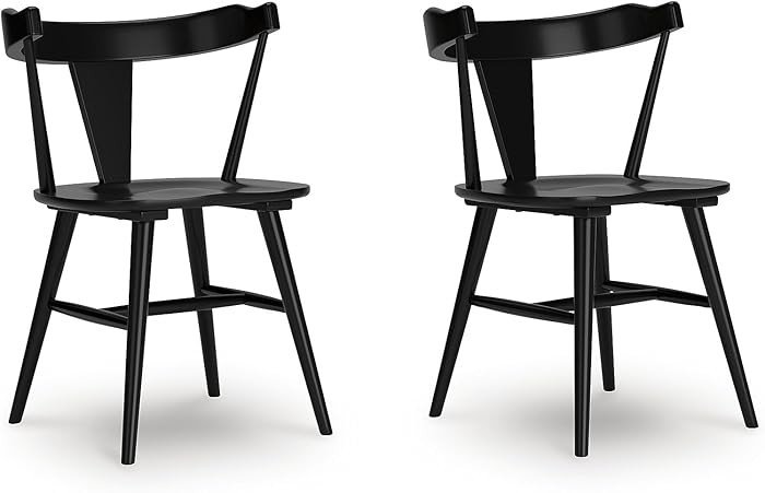 Signature Design by Ashley Gretlynn Casual Solid Wood Armless Dining Chair, Set of 2, Black | Amazon (US)