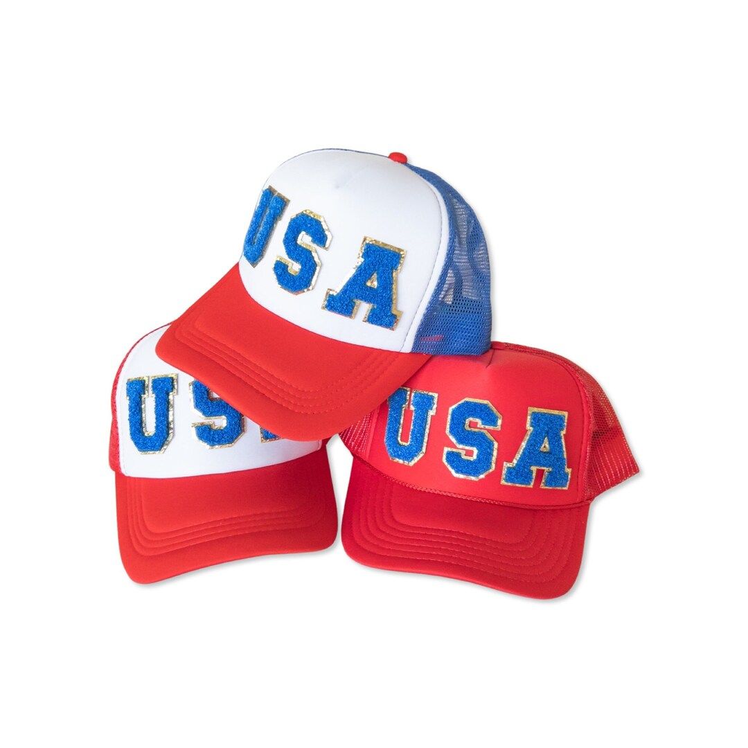 USA Custom Trucker Hat Patriotic Chenille Patch Hat 4th of - Etsy | Etsy (US)