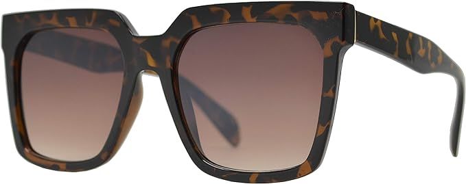 Retro Oversized Luxury Fashion Square Sunglasses with Flat Lens for Women | Amazon (US)