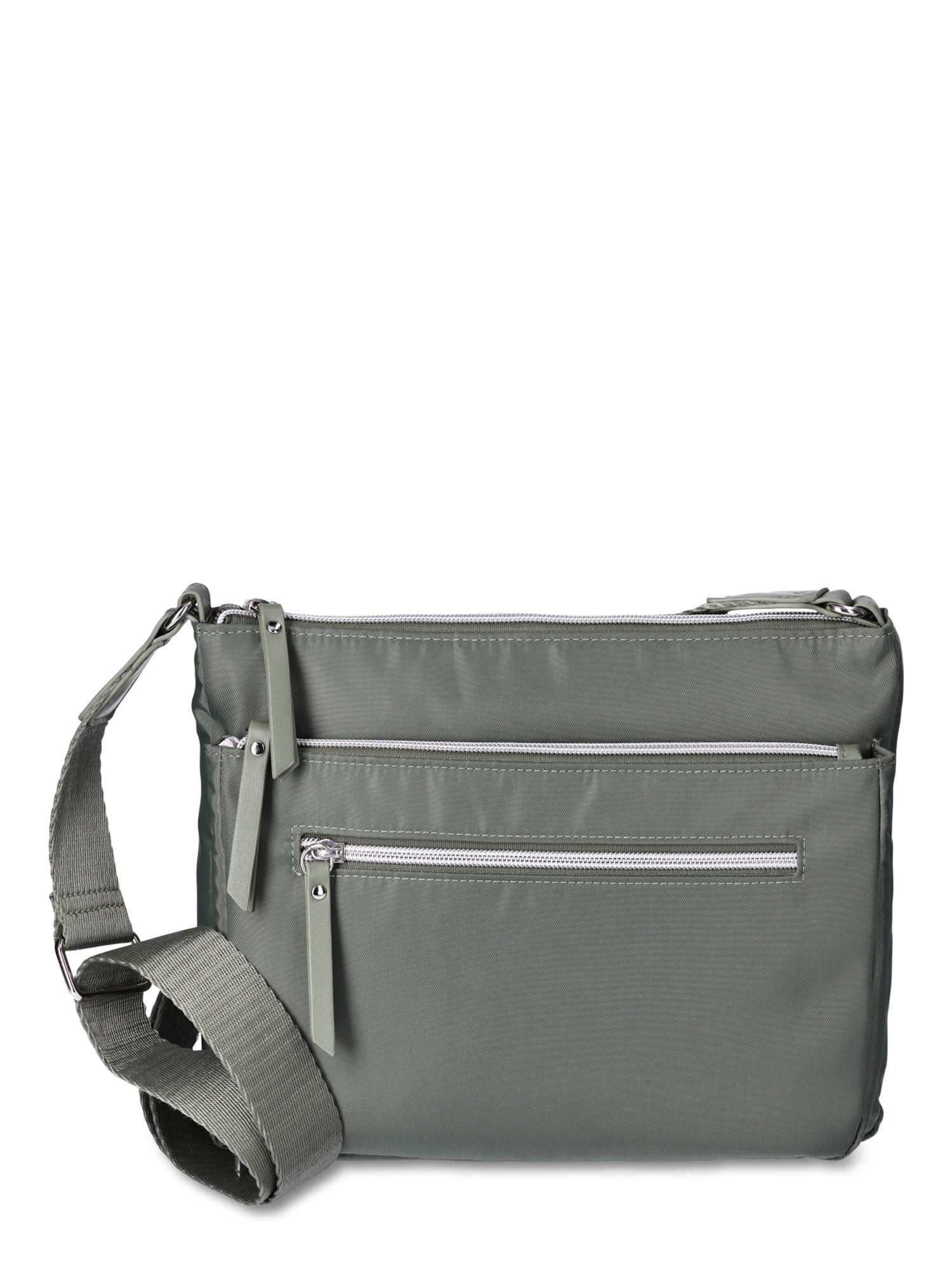 Time and Tru Women's Nylon Pine Crossbody, Olive Night | Walmart (US)