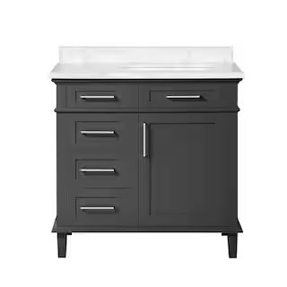 Sonoma 36 in. Single Sink Freestanding Dark Charcoal Bath Vanity with Carrara Marble Top (Assembled) | The Home Depot