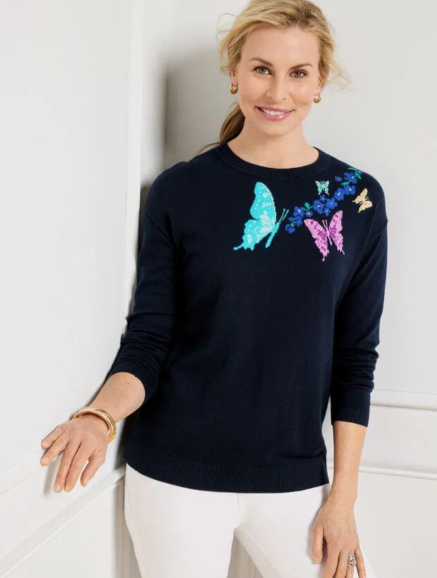Crewneck Pullover - Bold Butterfly | Talbots