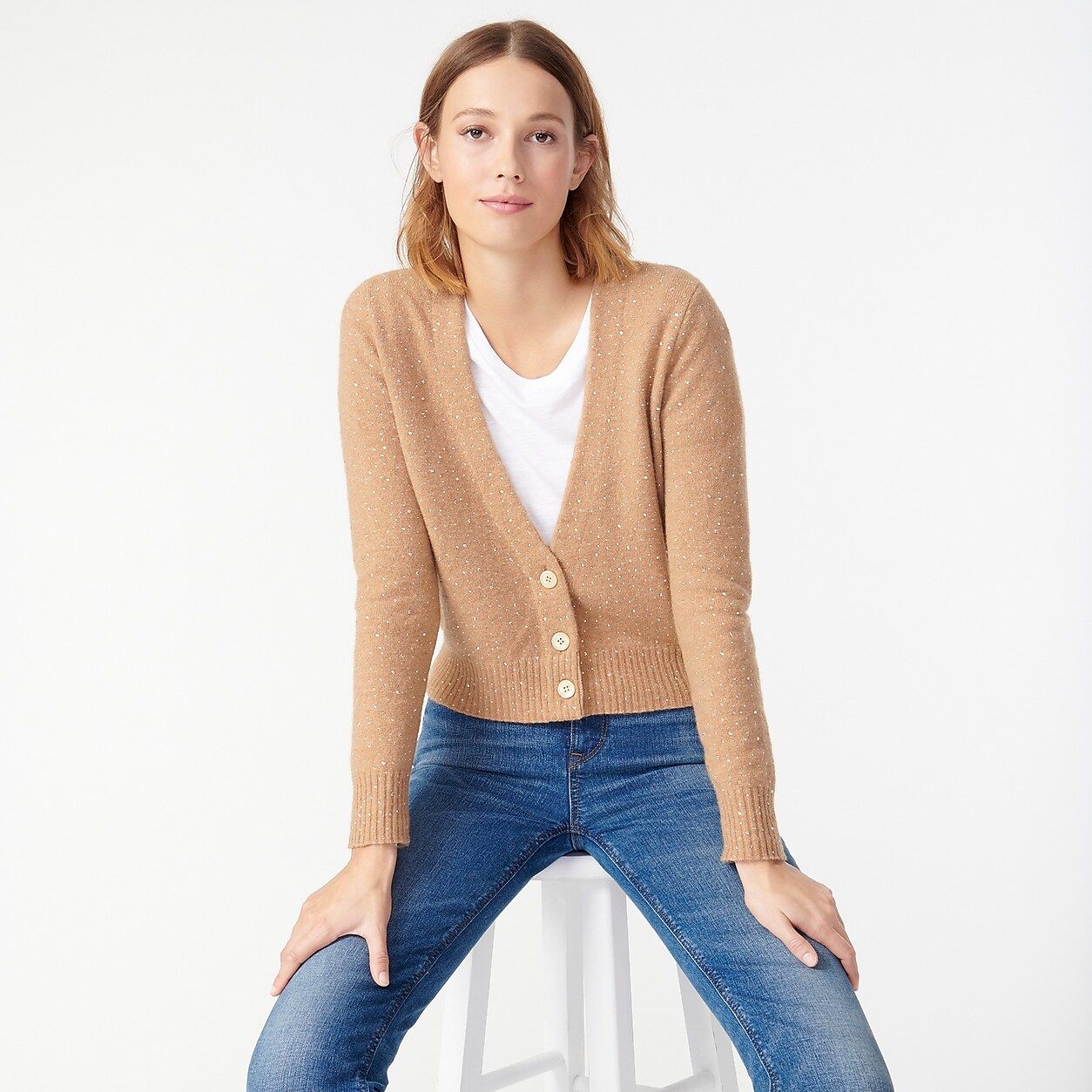 V-neck sparkle cardigan sweater in supersoft yarn | J.Crew US