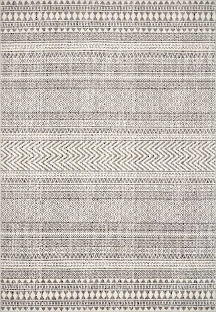 Grey Geometric Banded 8' x 10' Area Rug | Rugs USA