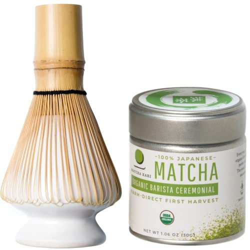 Dr. Weil Matcha Kari - Mini Matcha Tea Set - White- Ceremonial Organic Japanese Matcha and Whisk With Holder | Amazon (US)