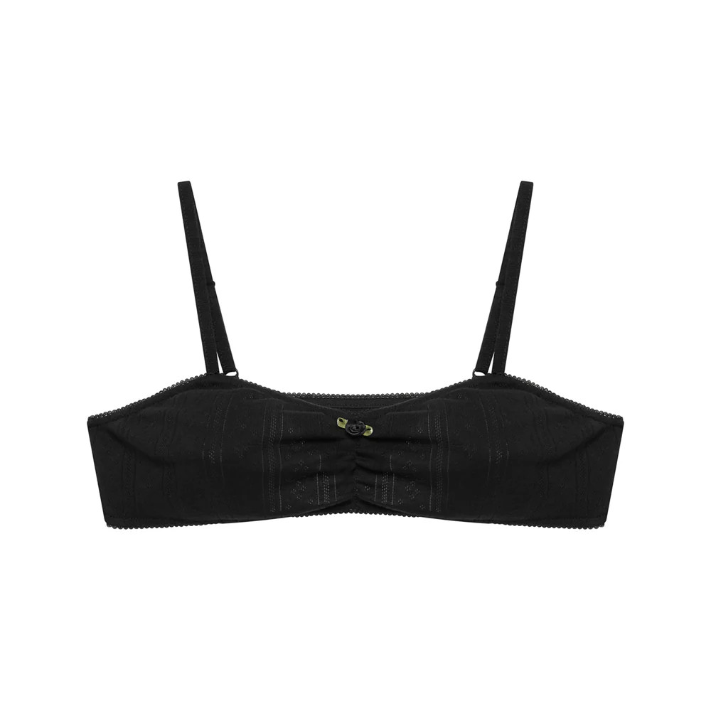 Pointelle Crop Top- Black | The NAP Co
