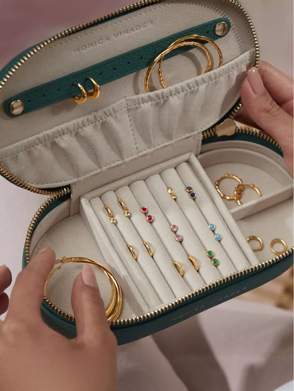 Monogram oval leather jewellery box | Selfridges