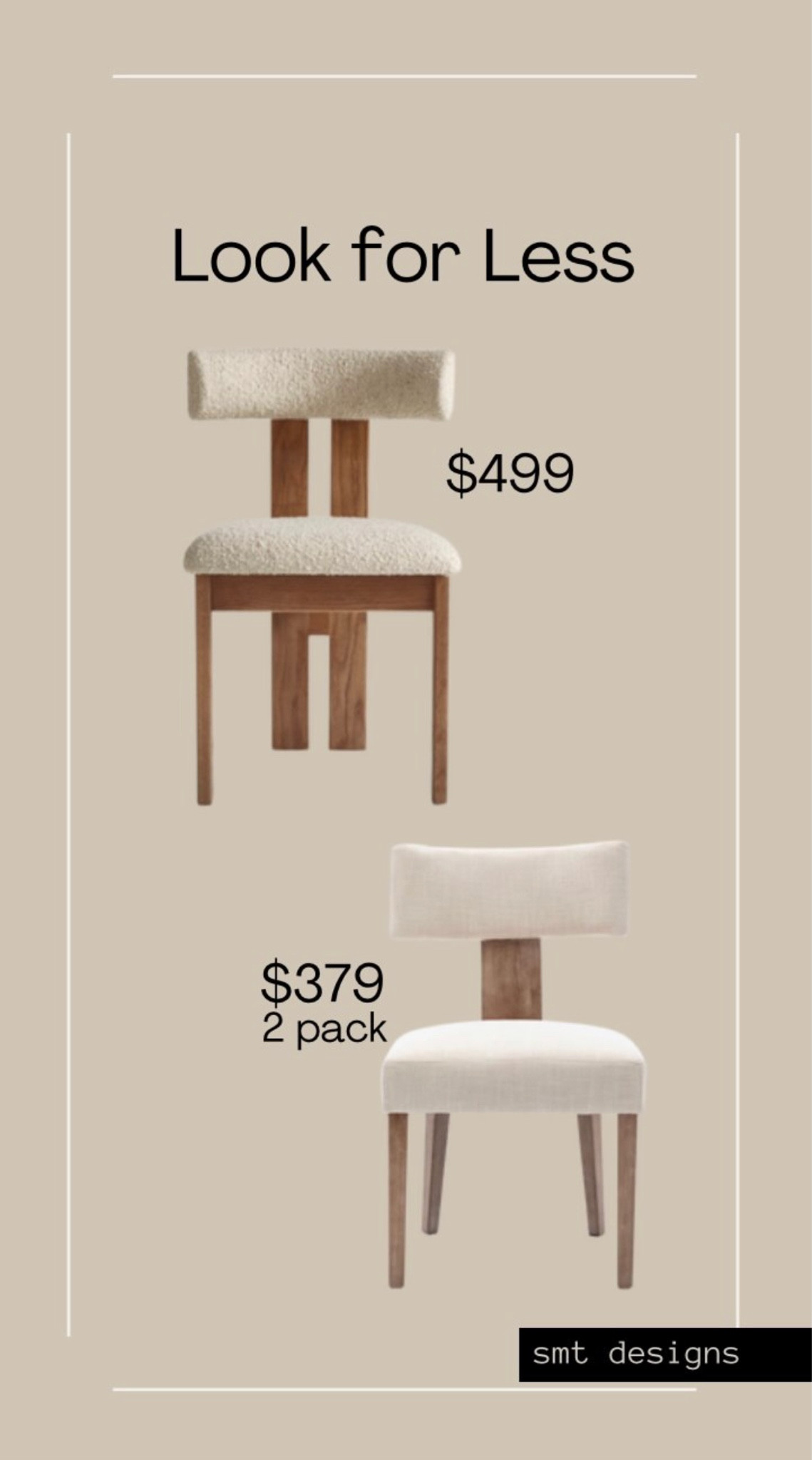 Look for less

Wood and white upholstery dining chairs 

#LTKhome #LTKFind #LTKstyletip