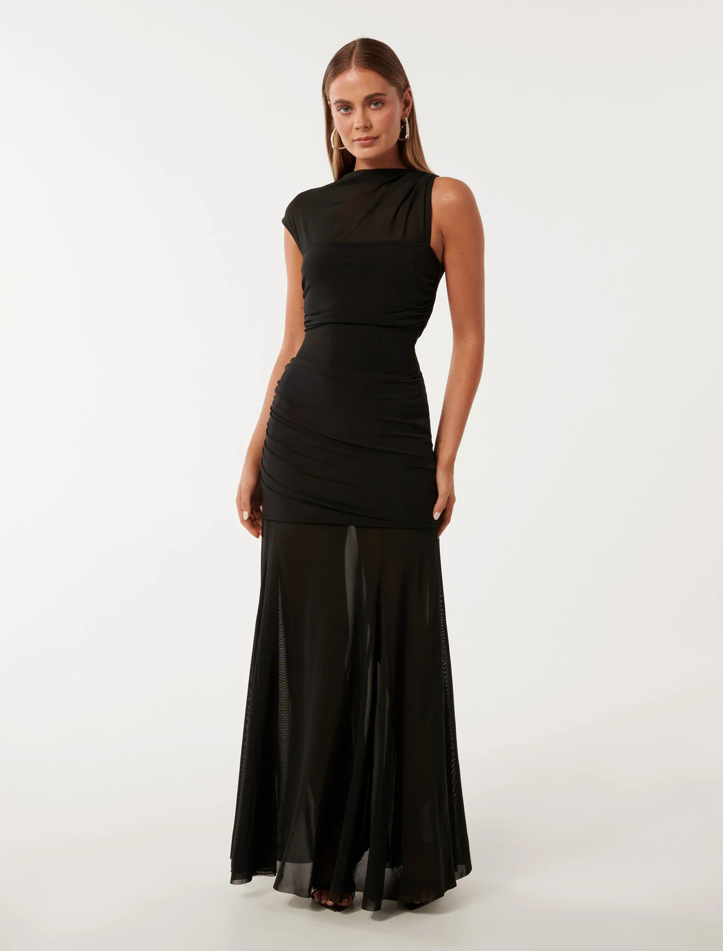 Forever New Women's Lune Layered Mesh Maxi Dress in Black | Forever New (AU)
