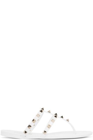 White Rockstud Sandals | SSENSE