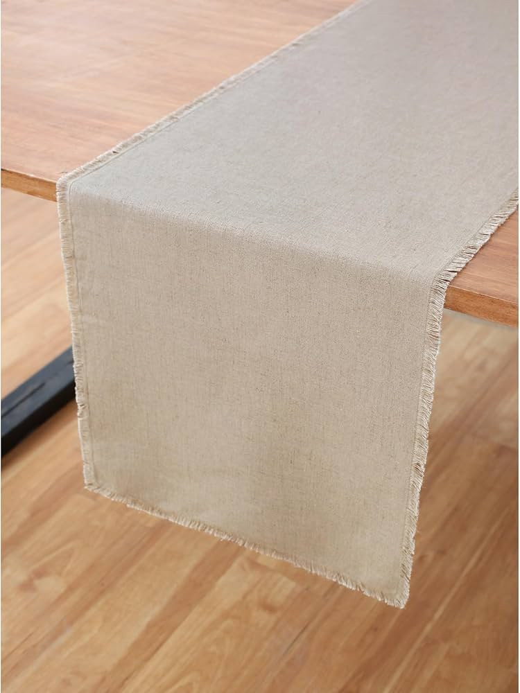 Solino Home Fringe Linen Table Runner 36 Inch – 100% Pure Linen Natural Table Runner 14 x 36 In... | Amazon (US)