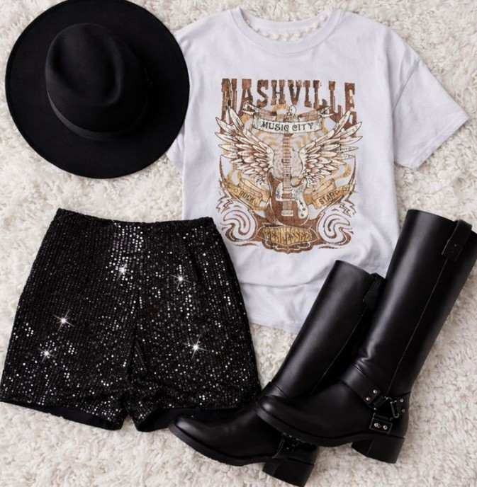 Sequins, boots, and a little Nashville attitude ✨🤠
Linking this sparkly short + graphic tee combo that’s perfect for concerts, girls’ night, or when you just want to feel a little extra.



#LTKgrwm #LTKootd #LTKMidsize