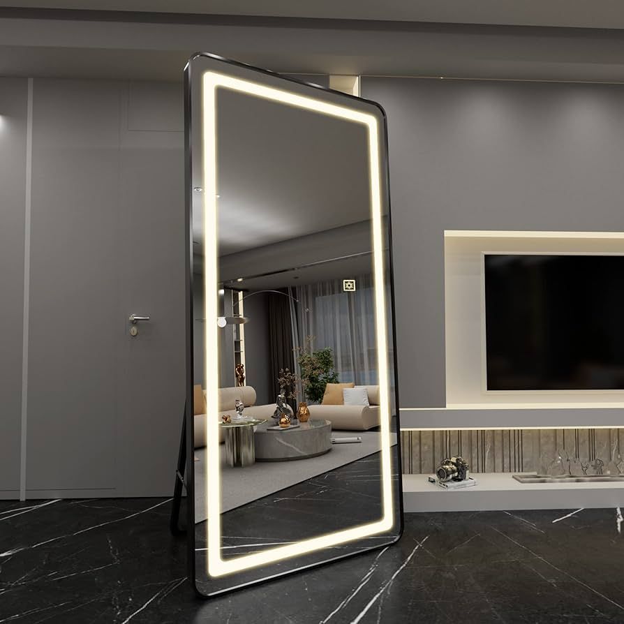 Amazon.com: Vierose 70" x 32" Large and Tall Full Length Mirror with Lights and Stand - Wall Moun... | Amazon (US)