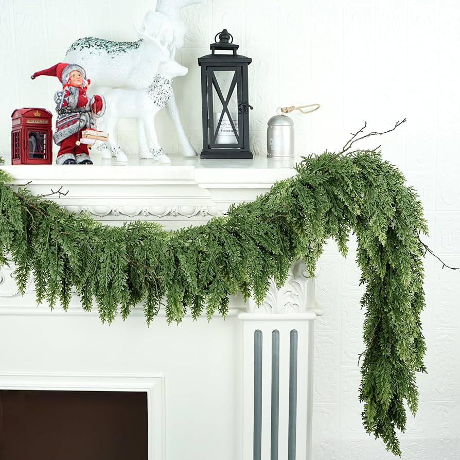 5ft Christmas Garland Realistic Soft and Thickness Green Faux Cedar Pine Garland Artificial Cedar... | Amazon (US)