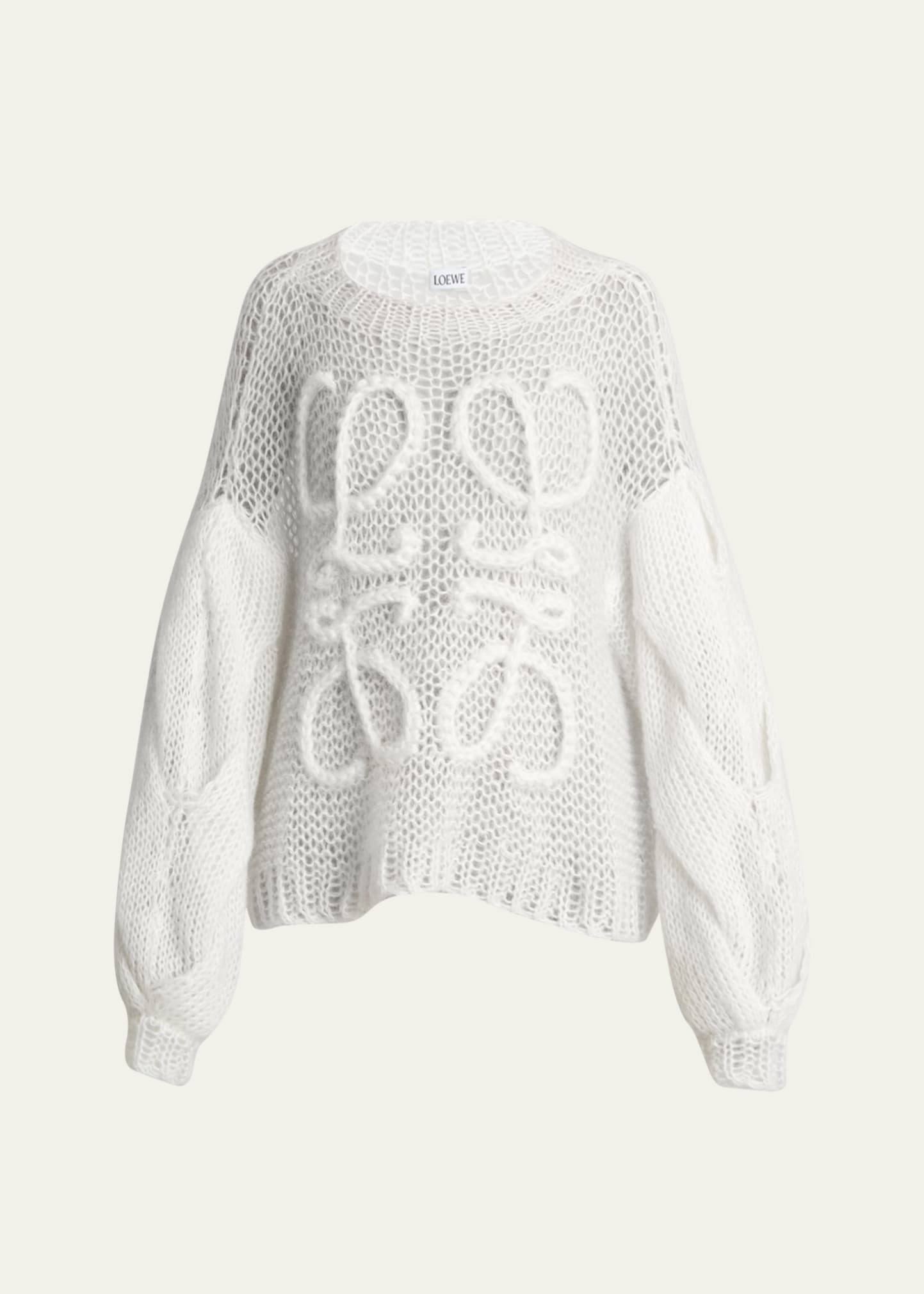 Loewe Anagram Cable-Knit Sleeve Sweater | Bergdorf Goodman