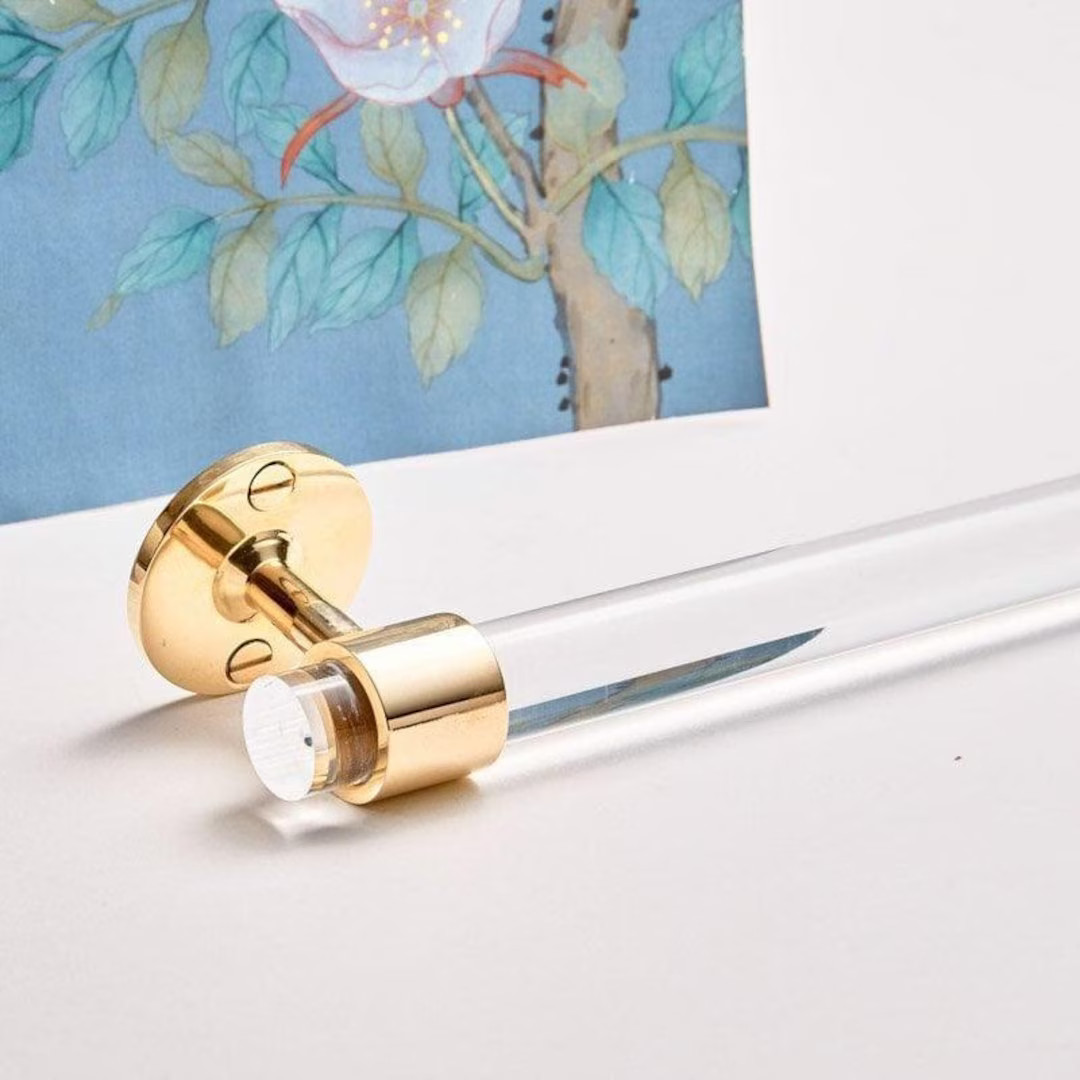 Powder Room Towel Bar in Polished or Satin Brass, Custom Lucite and Brass Hardware Bathroom Dish ... | Etsy (US)