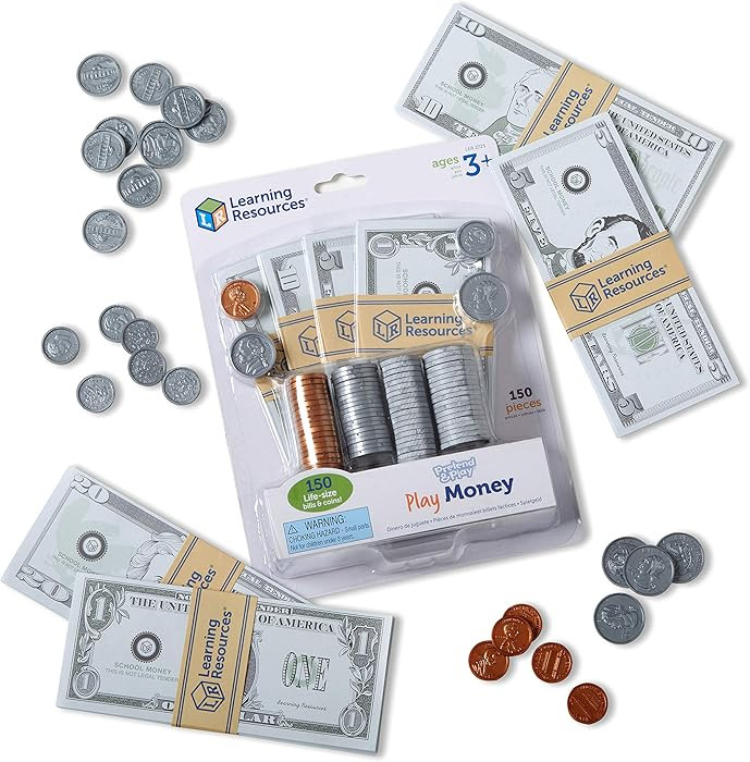 Learning Resources Pretend Play Money - Math Manipulatives For Kids, Kids Bank, Plastic Coins, Ca... | Amazon (US)