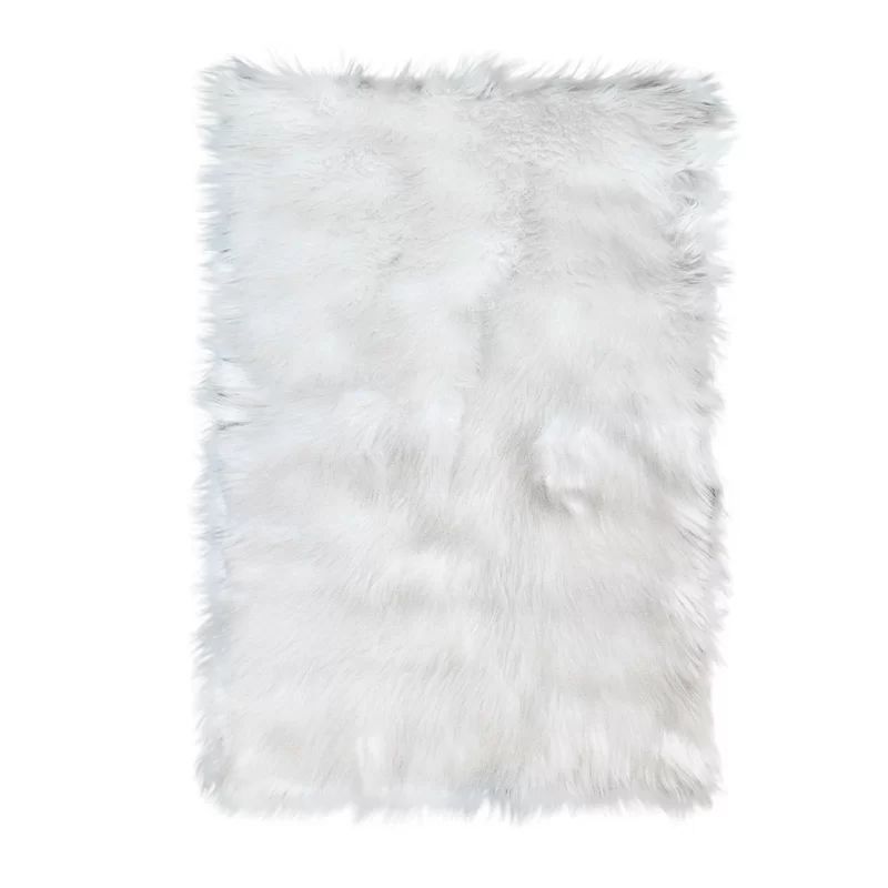 Charlotte Handmade Shag Faux Sheepskin White Area Rug | Wayfair North America