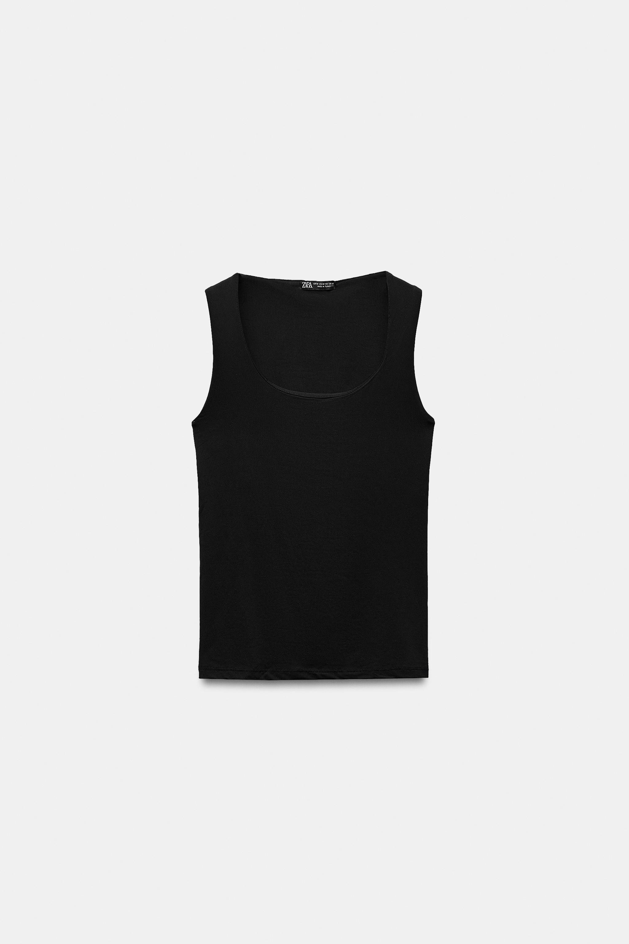 WIDE STRAP POLYAMIDE T-SHIRT | Zara UK