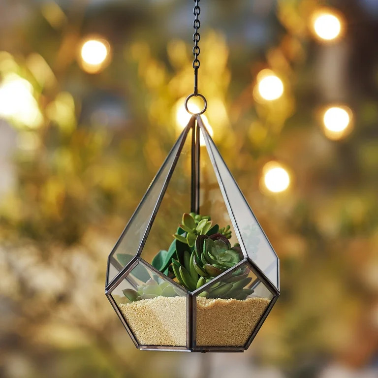 Better Homes & Gardens Metal and Glass Hanging Terrarium, Set of 2, 6.2 in Dia x 8.9 in H | Walmart (US)