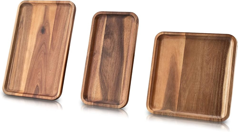 BF BILL.F SINCE 1983 Acacia Wood Rectangular Serving Tray Set of 3, Elegant Farmhouse Style | Amazon (CA)
