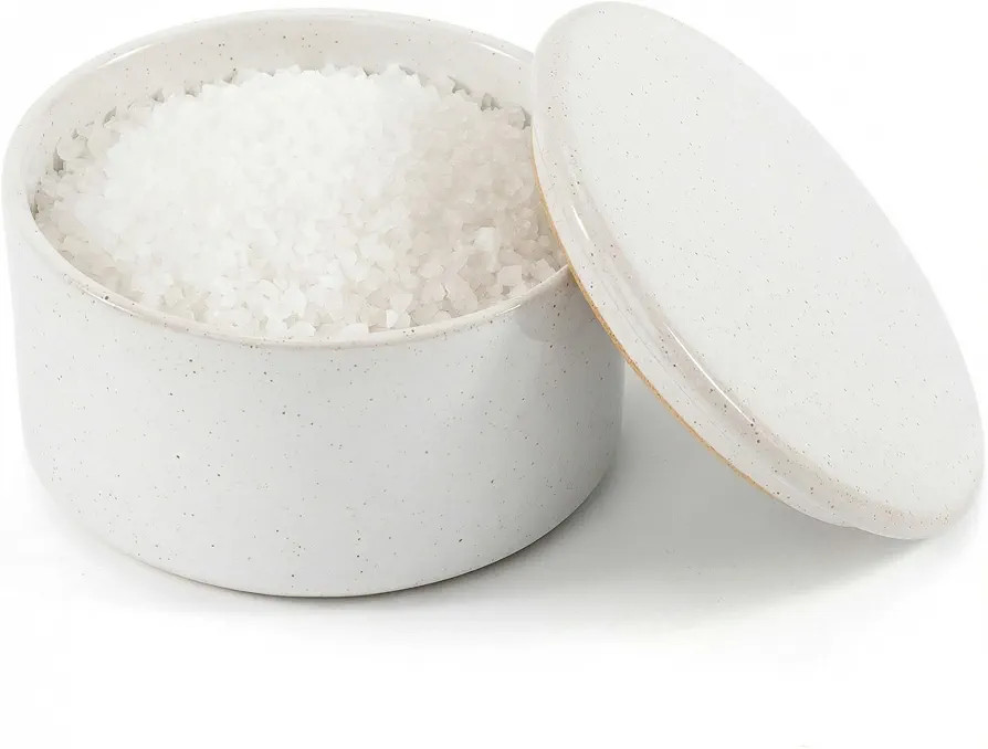 KIBAGA Beautiful Ceramic Salt Cellar with Lid - Spacious Container for Your Kitchen Countertop Ke... | Amazon (US)