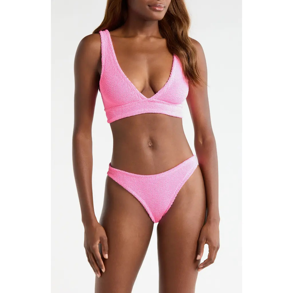Hunza G Carla Crinkle Two-Piece Swimsuit in Bubblegum at Nordstrom | Nordstrom