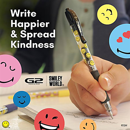 Pilot G2  SmileyWorld Gel Pens Fine Point 0.7mm Assorted Inks Pack of 4 Pens - Office Depot | Office Depot and OfficeMax 