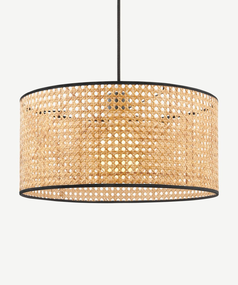 Sagres Pendant Lamp Shade, Natural Cane and Black | MADE.COM (UK)