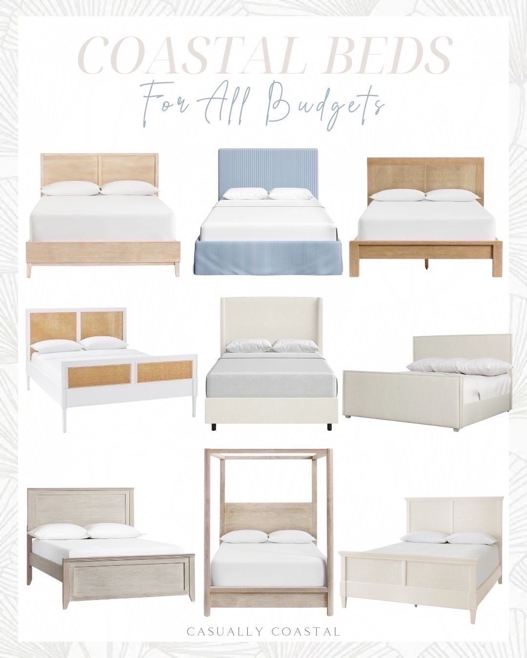 Sharing a round-up of some of my favorite coastal beds (across all budgets), many several of which are on sale!
- 
Coastal home decor, coastal furniture, woven furniture, beach house furniture, white upholstered beds, woven beds, rattan beds, white beds, affordable beds, gray beds, home depot beds, wayfair beds, pottery barn beds, white & woven beds, cane beds, queen size beds, king size beds, California king beds, full size beds, headboards, beds with footboard, platform beds, panel beds, beds for teens, beds for girls, primary bedroom furniture, master bedroom furniture, blue beds, slipcover beds, beach house beds, striped beds, home sales, bedroom furniture on sale, white & cane beds, Serena & Lily beds

#LTKHome #LTKSaleAlert